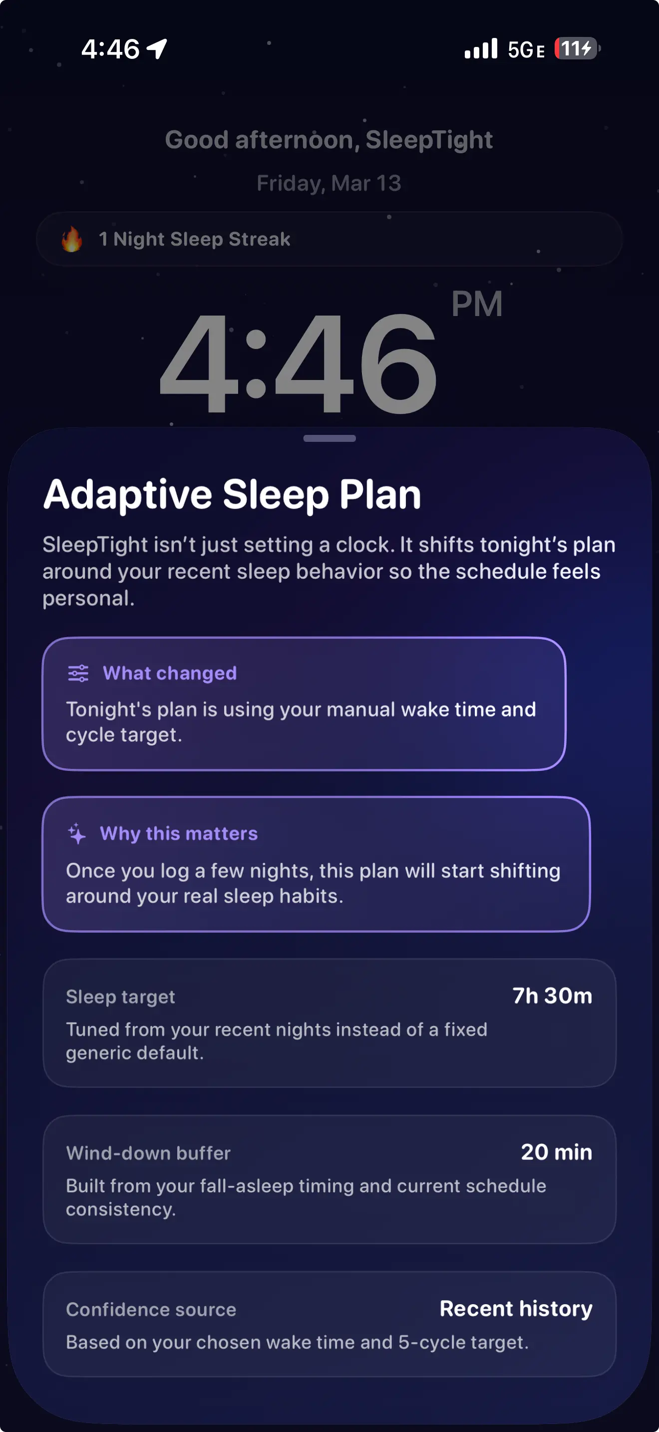 SleepTight wind-down screen