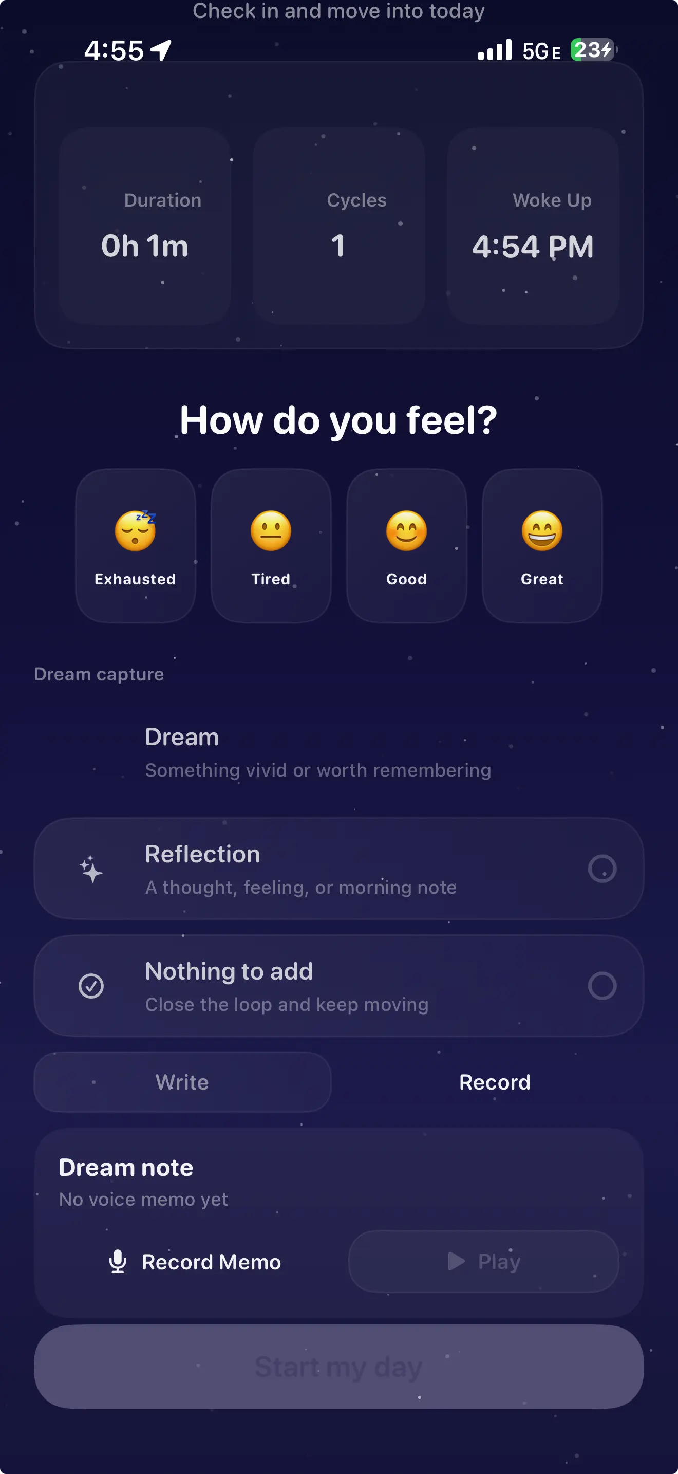SleepTight morning score